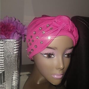 Private Label Hot Pink Rhinestone Turban Headwrap